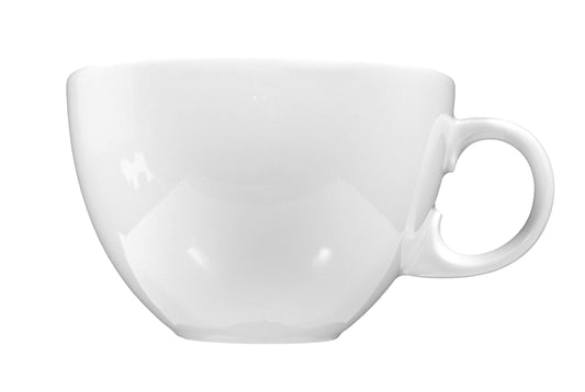Weiße Kaffeetasse auf weißem Hintergrund