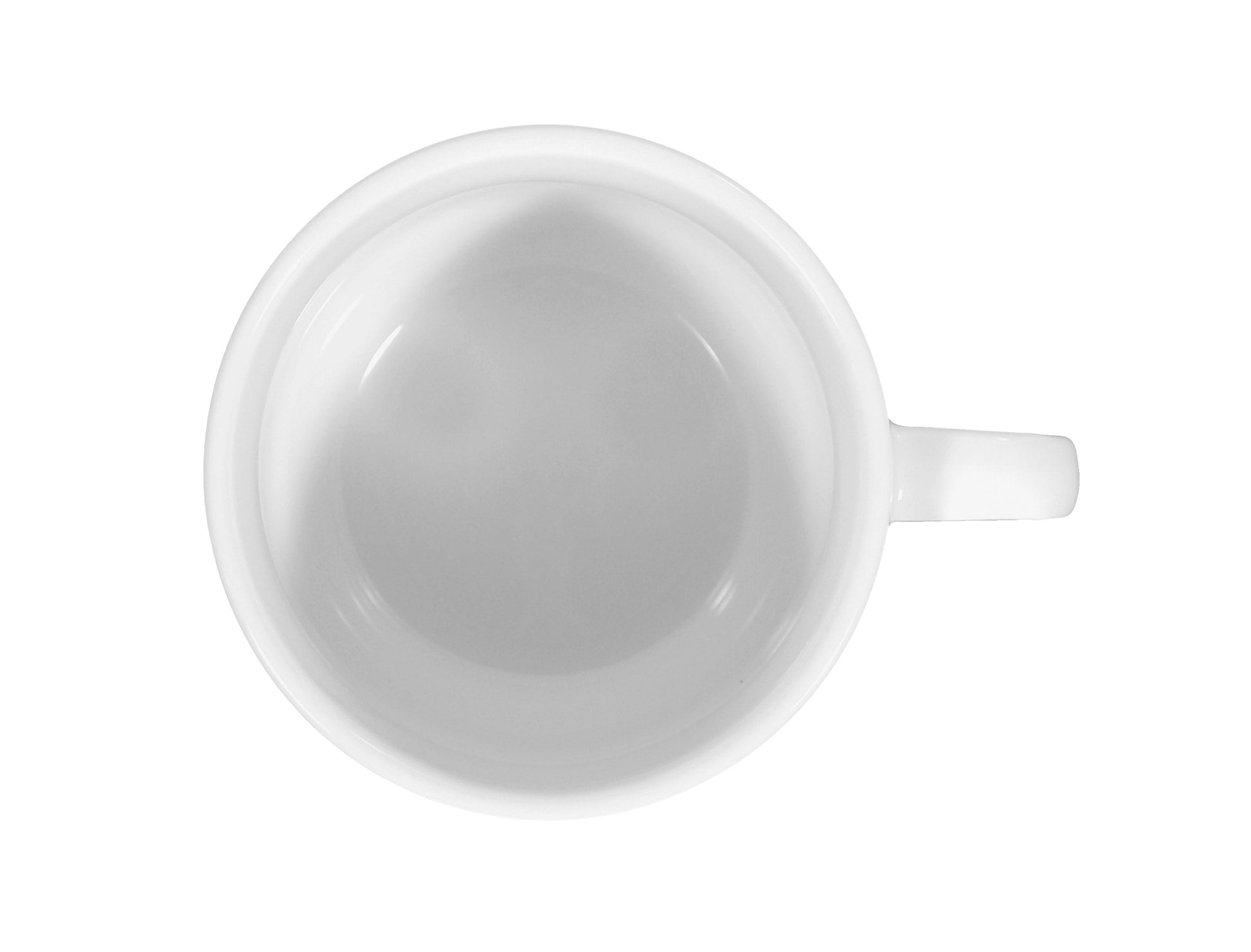 Weiße Kaffeetasse aus Porzellan.