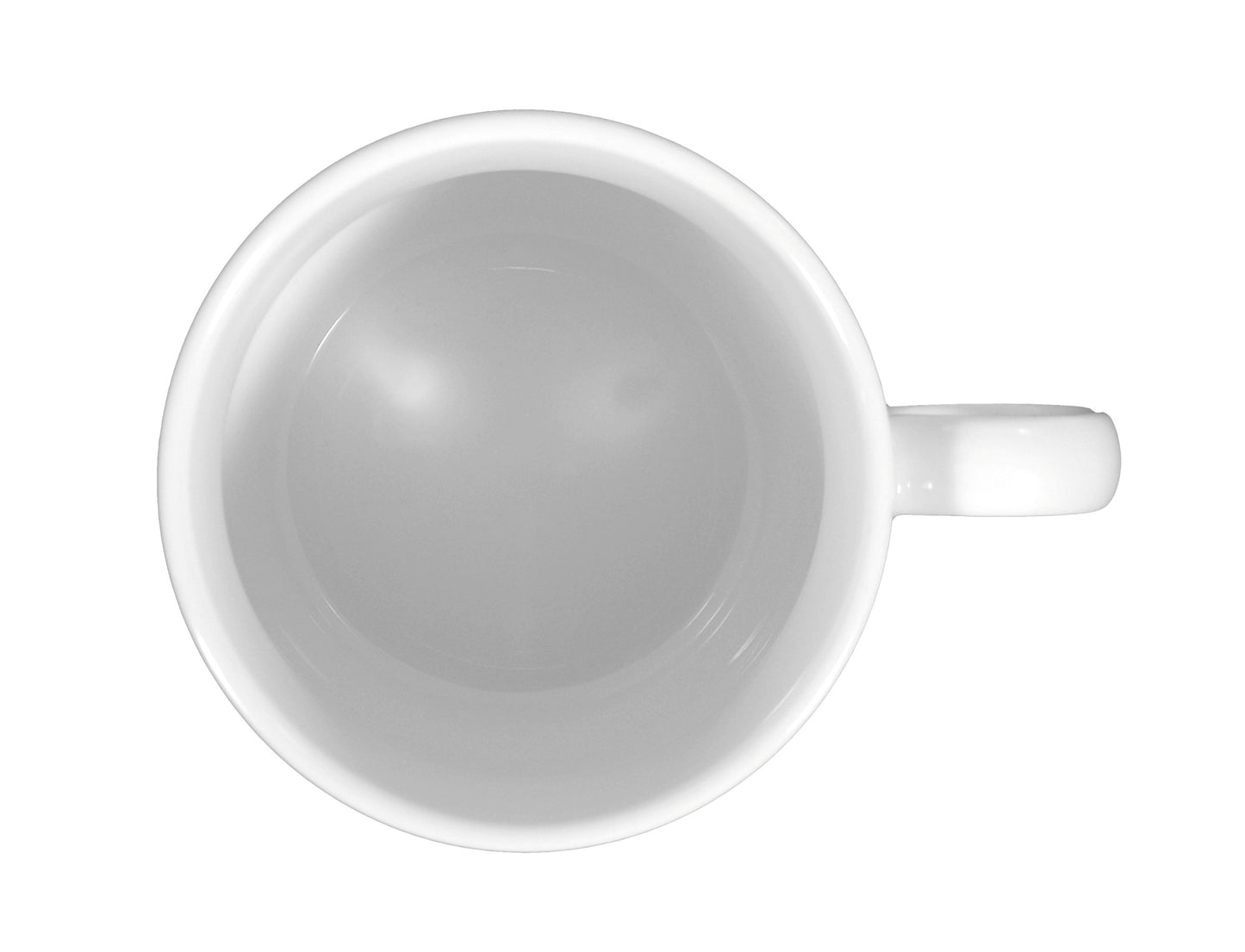 Weiße Tasse, schlichtes Gastronomiegeschirr.