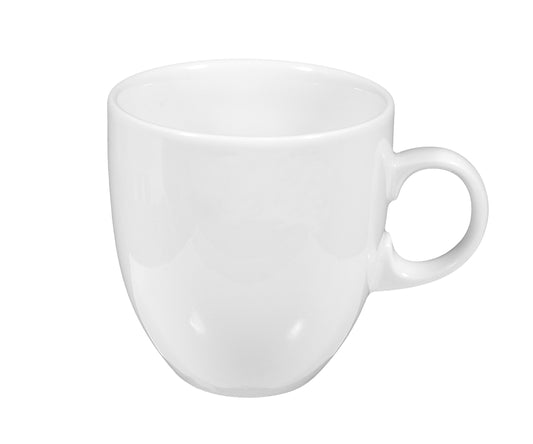 Weiße Kaffeetasse auf weißem Hintergrund