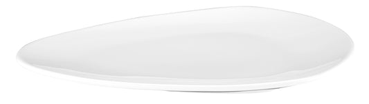 Weißer, asymmetrischer Porzellanteller