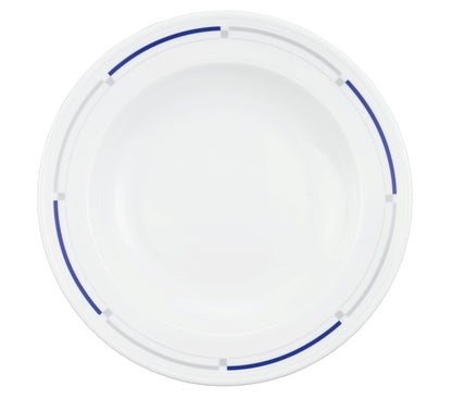 Weiße Suppenschale mit blauem Rand