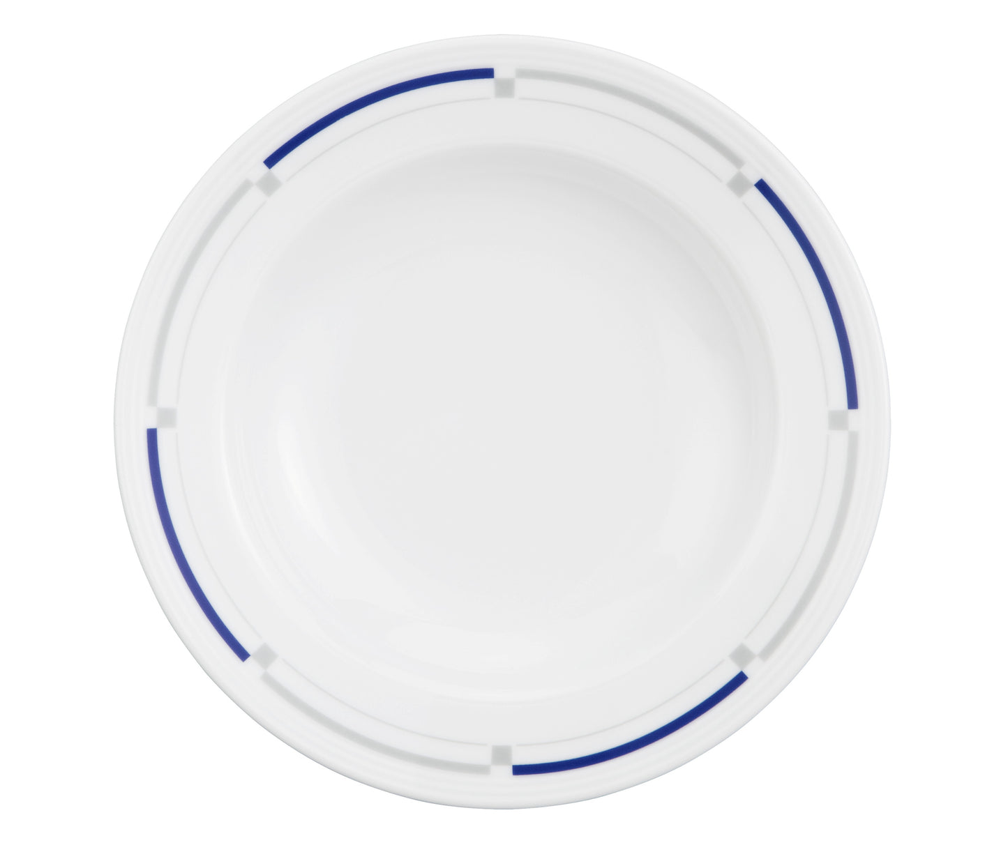 Weiße Suppenschale mit blauem Rand