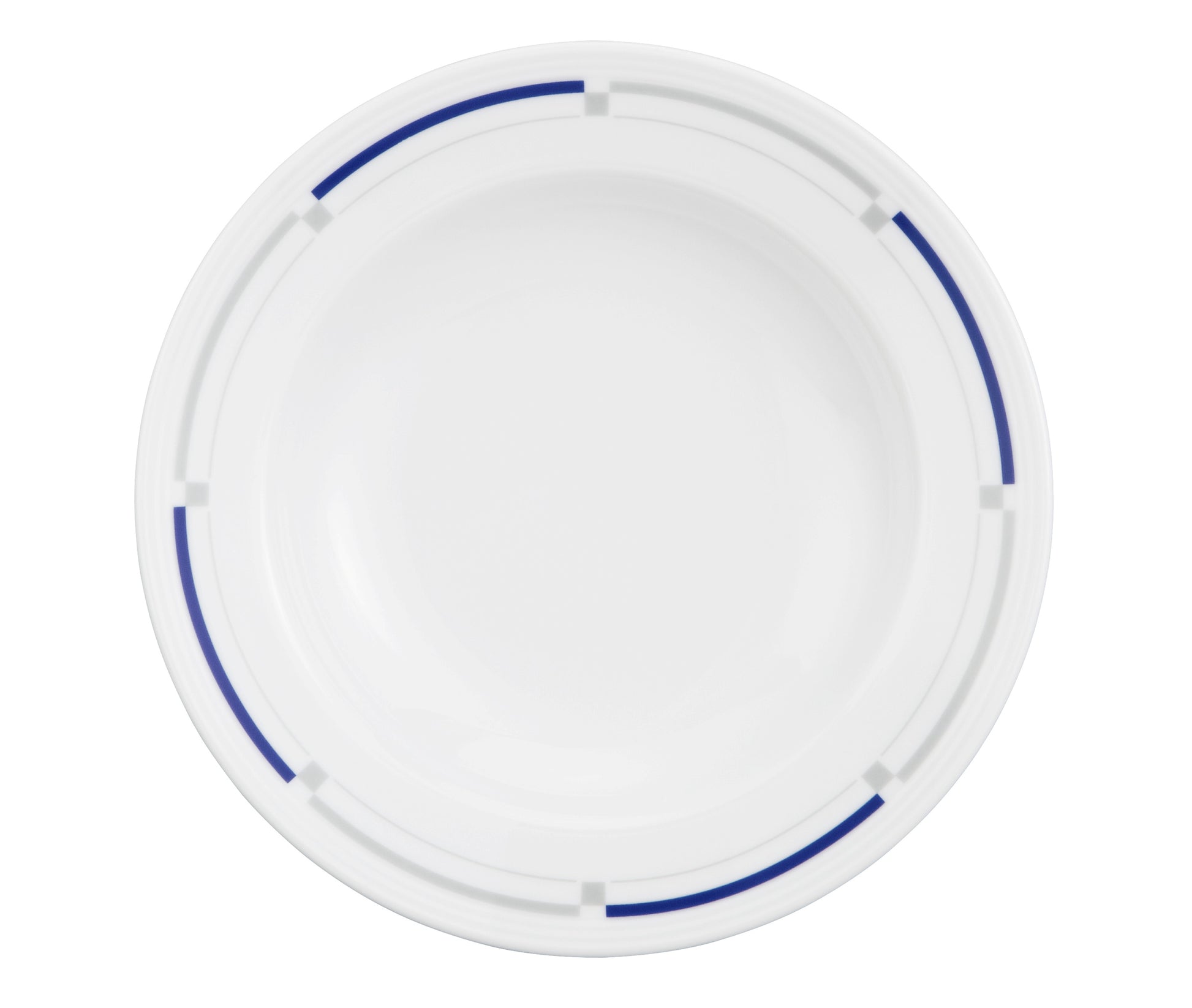 Weiße Suppenschale mit blauem Rand
