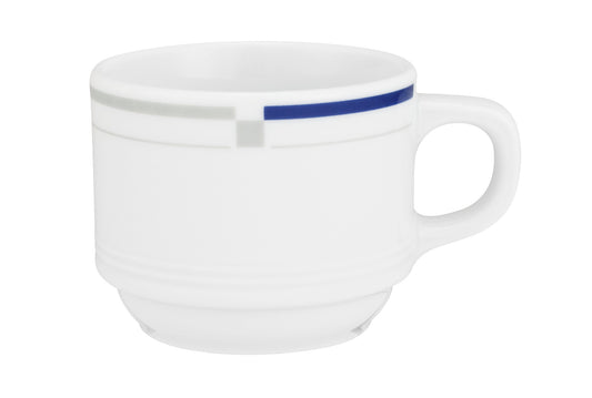 Weiße Tasse mit blauem Streifen