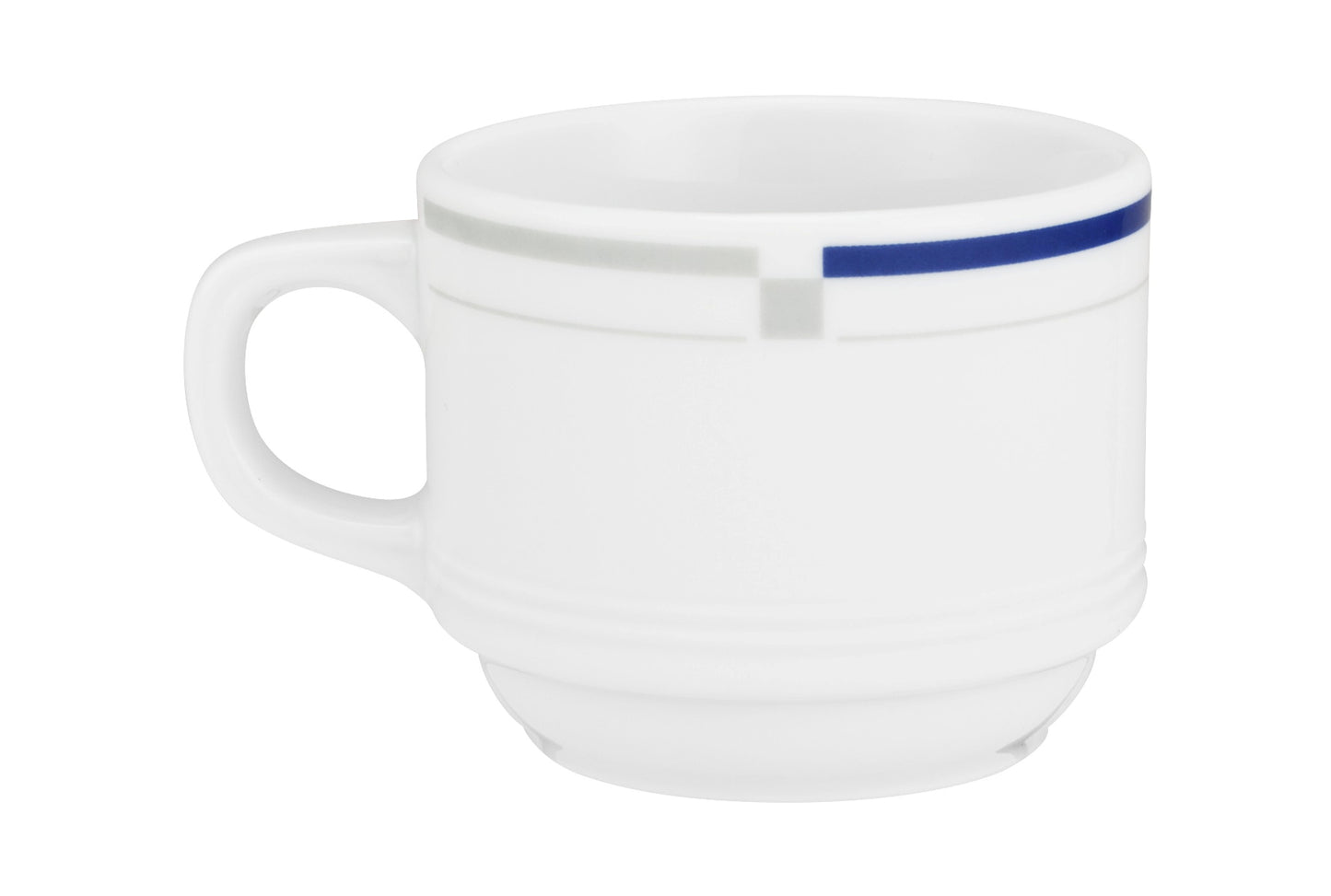 Weiße Tasse mit blauem Streifen