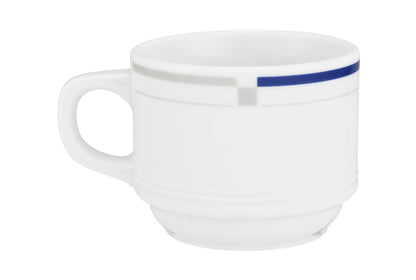 Weiße Tasse mit blauem Streifen
