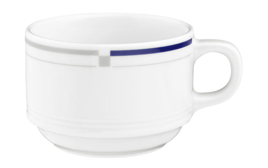 Weiße Kaffeetasse mit blauer Linie