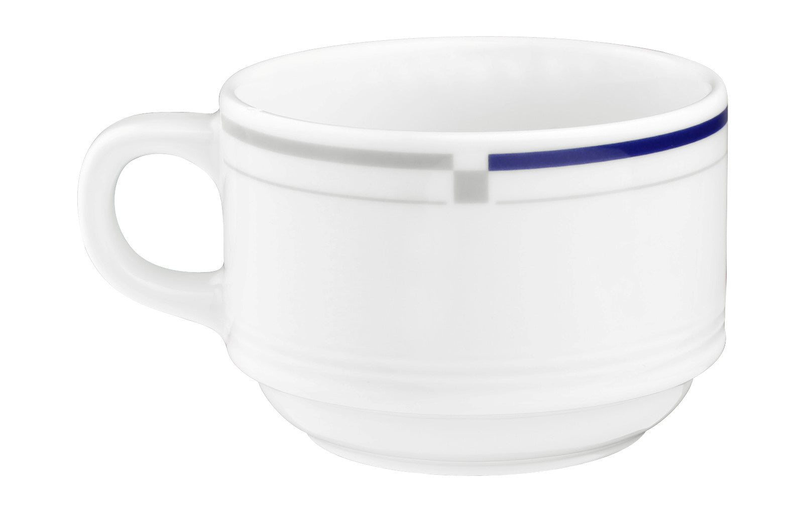 Weiße Kaffeetasse mit blauer Linie