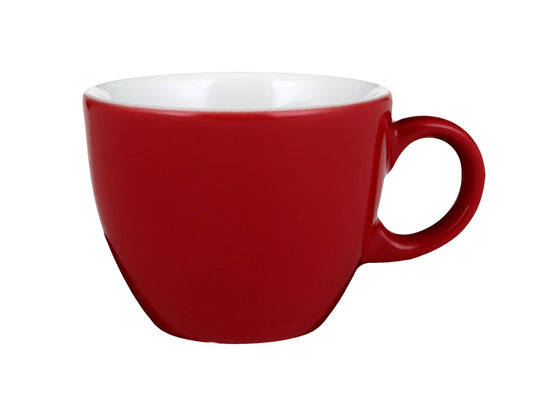 Rote Kaffeetasse aus Porzellan.