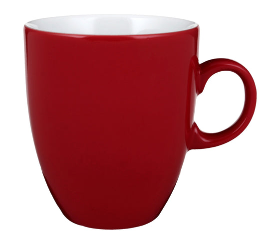 Roter Keramikbecher mit Henkel