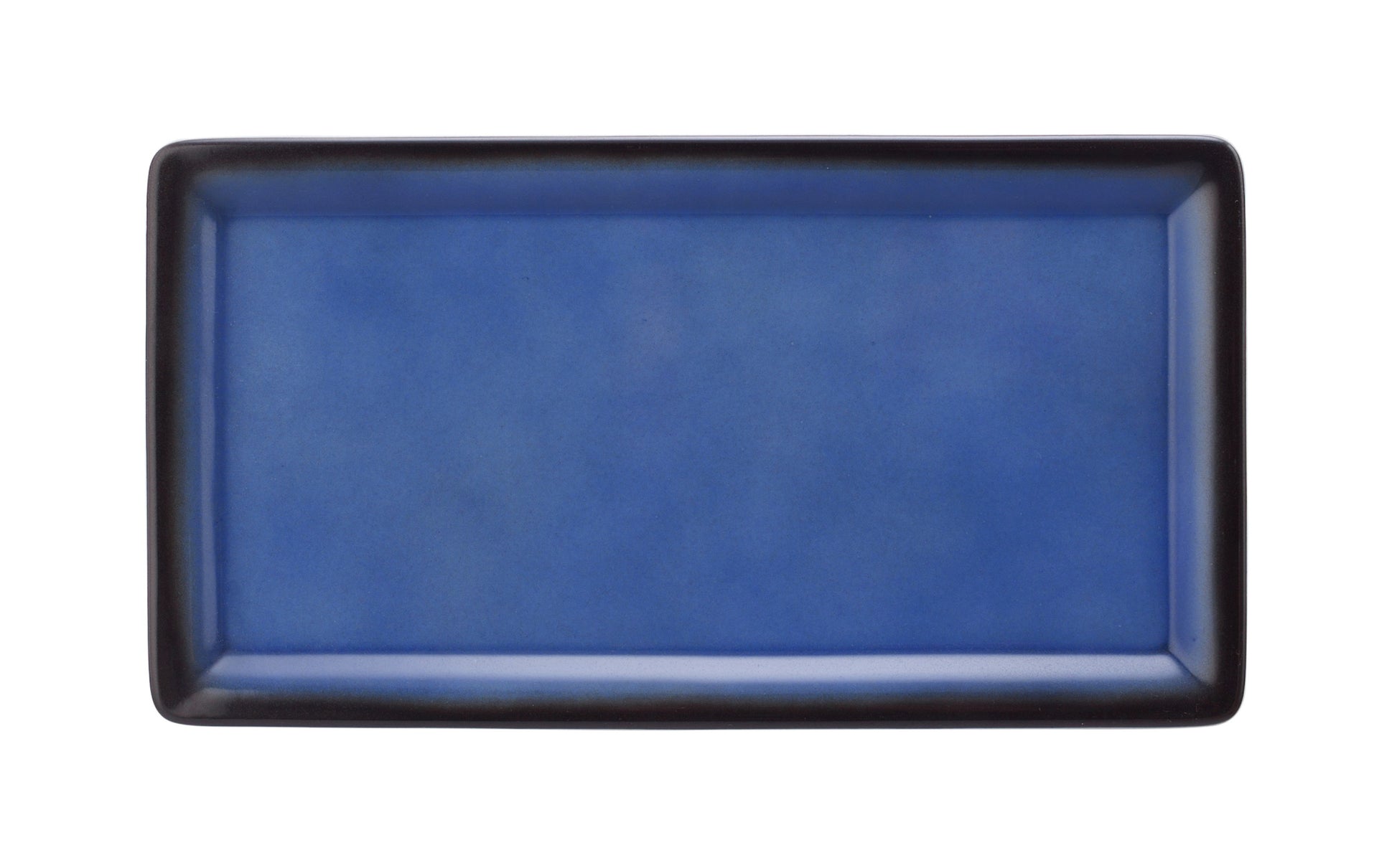 Leeres blauer Servierteller