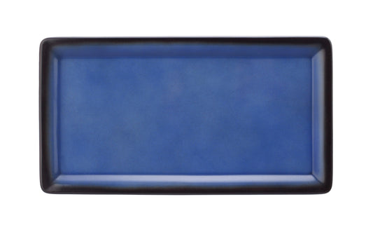 Leeres blauer Servierteller
