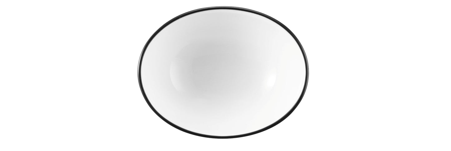Weiße Schale mit schwarzem Rand