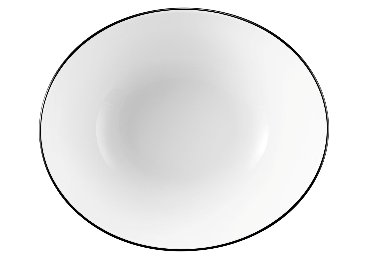 Weiße Porzellanschale mit schwarzem Rand