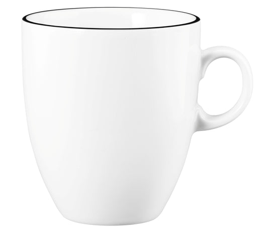 Weiße Tasse mit schwarzem Rand