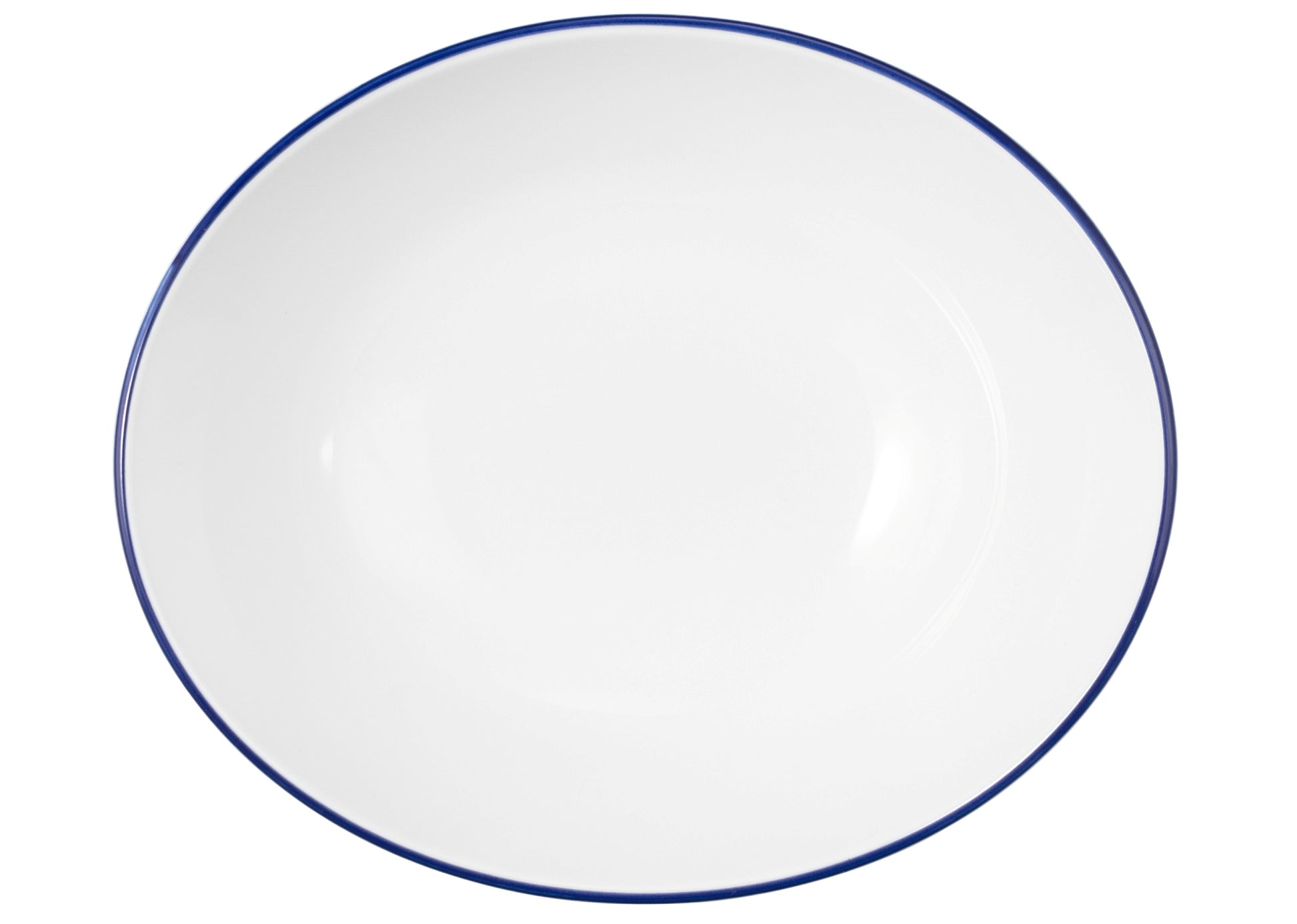 Weiße Schüssel mit blauem Rand