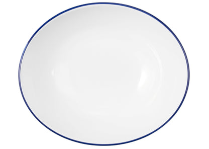 Weiße Schüssel mit blauem Rand
