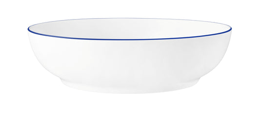 Weiße Schüssel mit blauem Rand