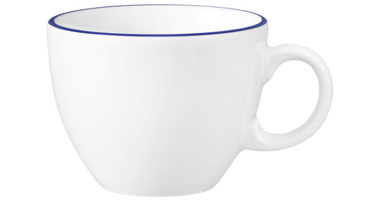 Weiße Kaffeetasse mit blauer Linie