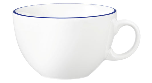 Weiße Kaffeetasse mit blauer Linie