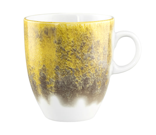Bunt bedruckte Kaffeetasse, Nahaufnahme
