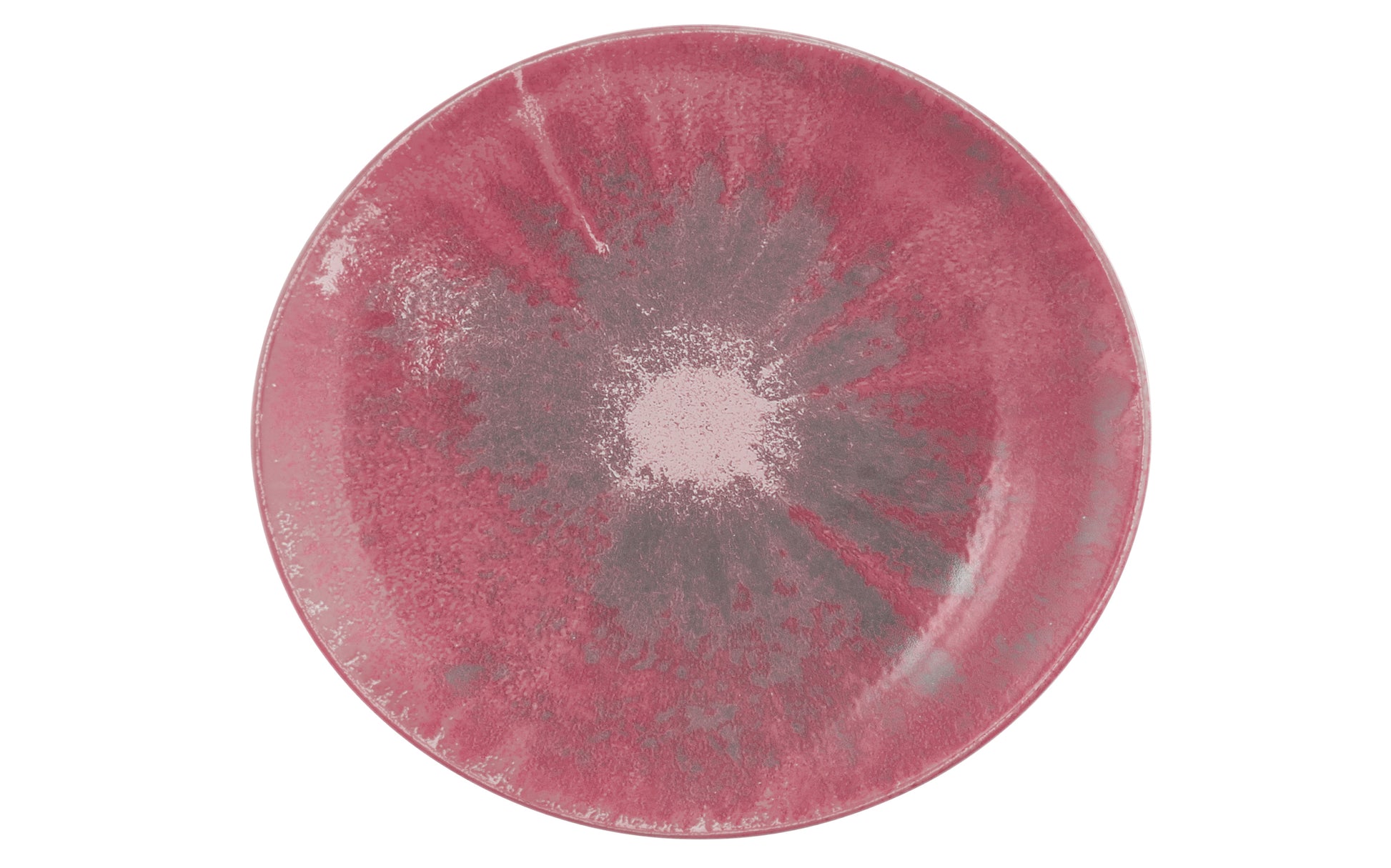 Rosa Teller mit Pulverflecken