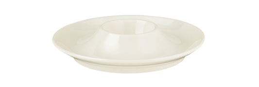 Weißer Porzellanteller mit Dipmulde