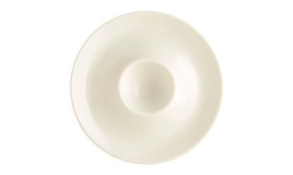 Weißer Porzellanteller mit Dipmulde