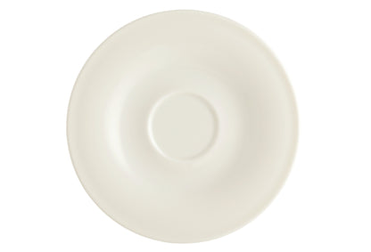 Weißer Porzellanteller von oben