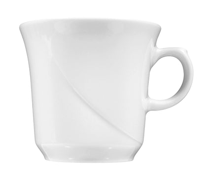Weiße Kaffeetasse auf weißem Hintergrund