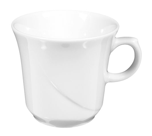 Weiße Kaffeetasse auf weißem Hintergrund
