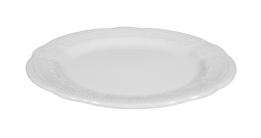 Weiße Speiseteller mit Ornamenten