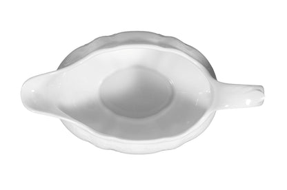 Weiße Porzellanschüssel mit Henkel