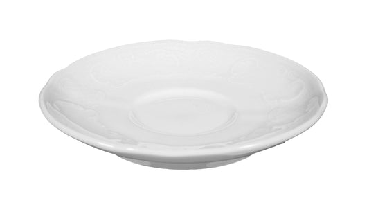Weiße Untertasse aus Porzellan, leer