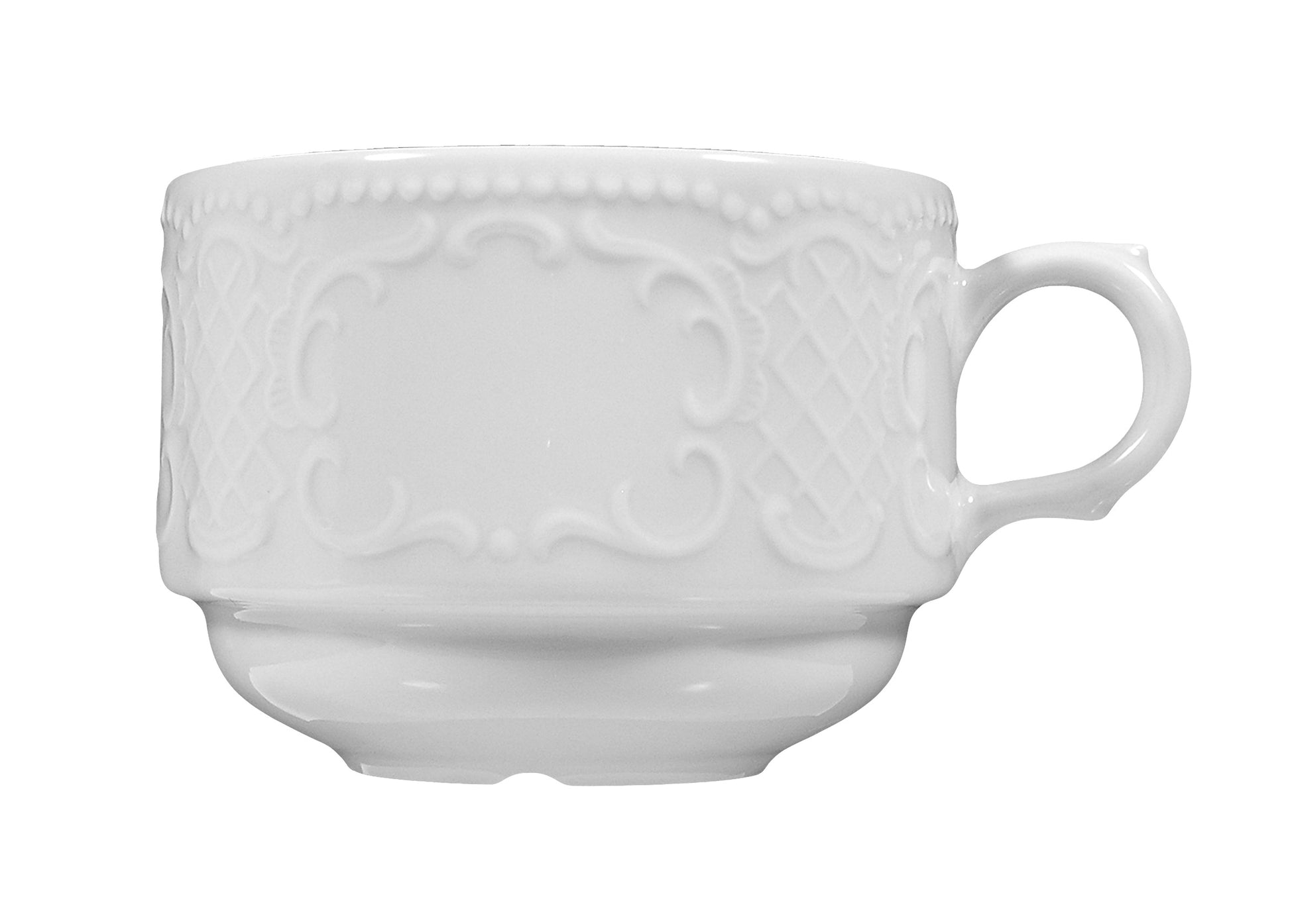 Weiße Kaffeetasse mit Muster