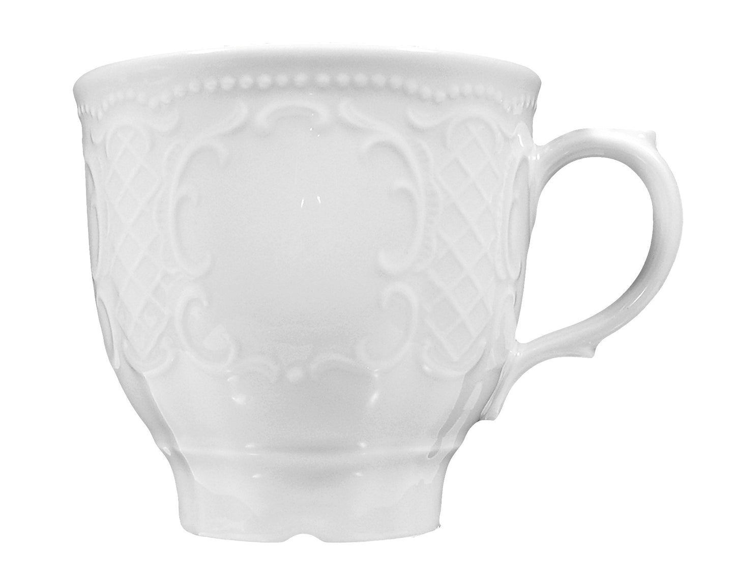 Weiße Porzellan-Tasse mit Ornamenten