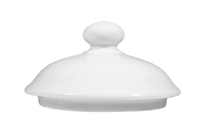 Weiße Porzellan-Deckel für Gastronomie.