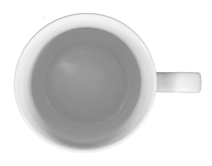 Weiße Kaffeetasse auf weißem Hintergrund