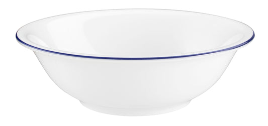 Weiße Schüssel mit blauem Rand