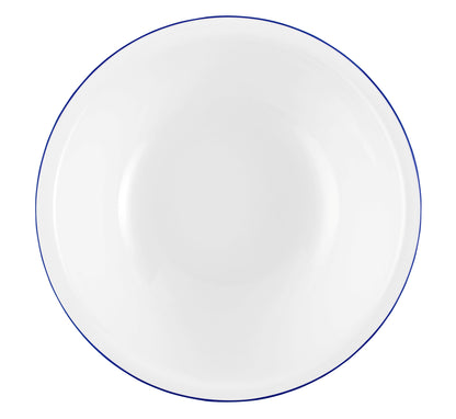 Weiße Schüssel mit blauem Rand