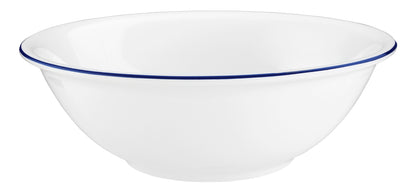 Weiße Schüssel mit blauem Rand