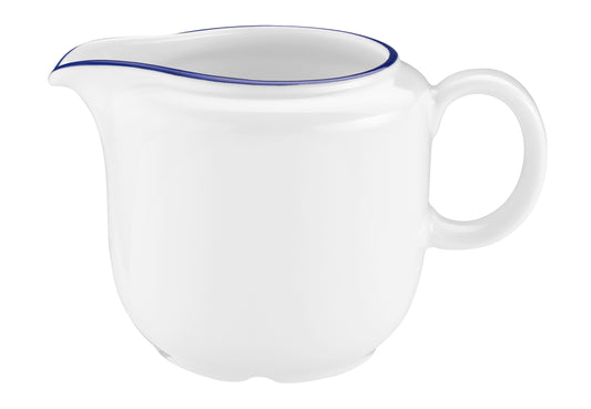 Weiße Kaffeekanne mit blauer Linie