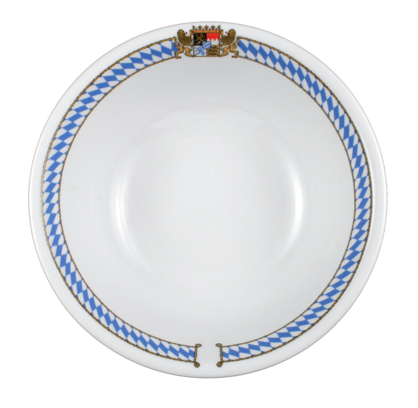 Porzellanschüssel mit bayerischem Rautenmuster.