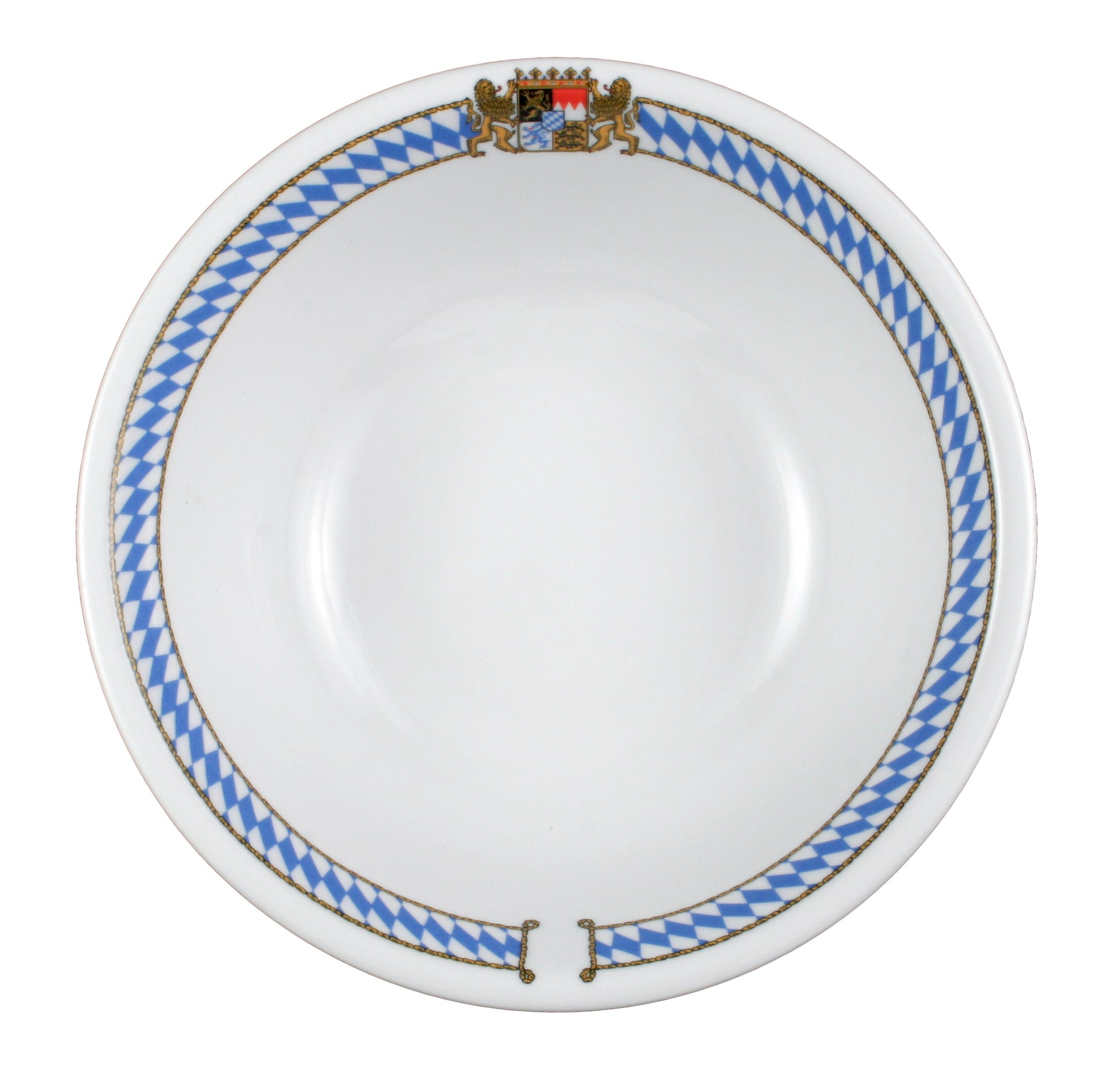 Porzellanschüssel mit bayerischem Rautenmuster.