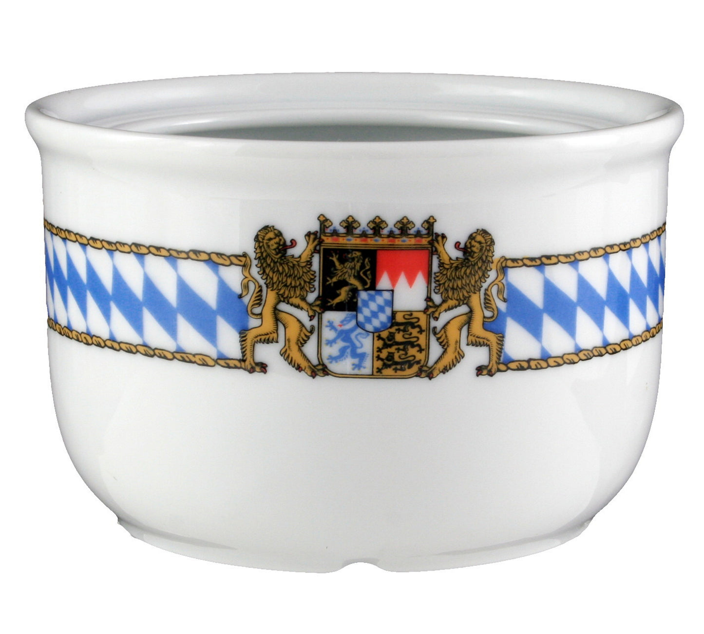Weiße Porzellankaffeetasse mit bayerischem Wappen
