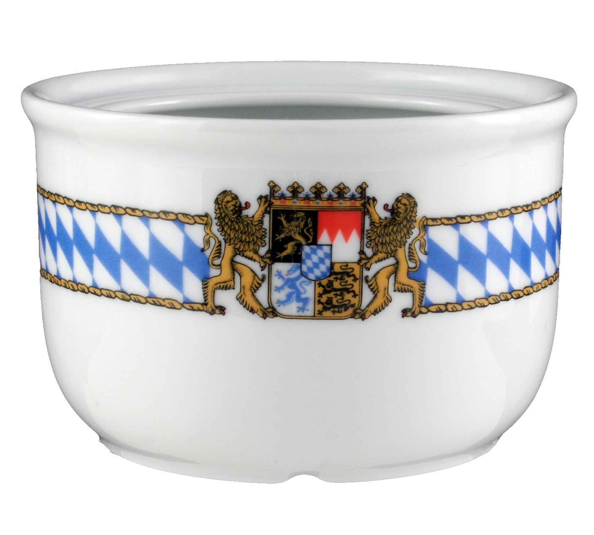 Weiße Porzellankaffeetasse mit bayerischem Wappen