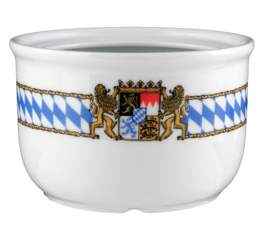 Weiße Porzellankaffeetasse mit bayerischem Wappen