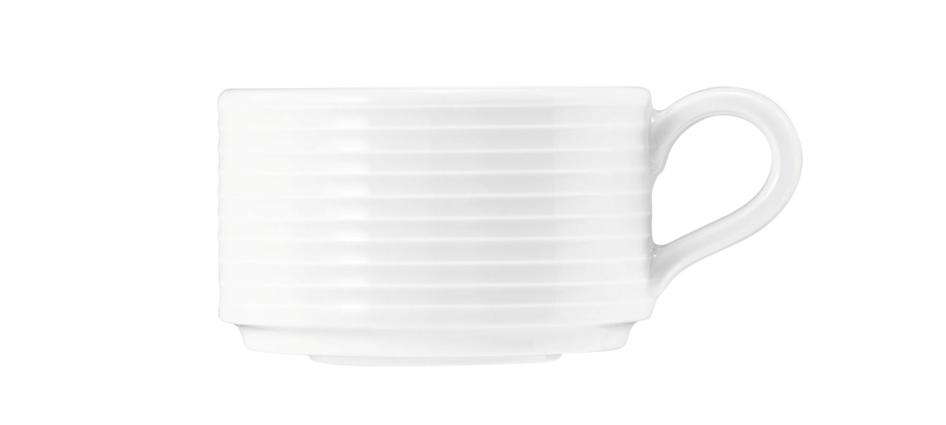 Weiße Kaffeetasse mit Rillenstruktur