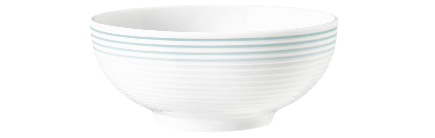Weiße Schale mit blauen Streifen